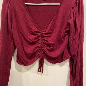 Persaya Deep Red Ruched Blouse
